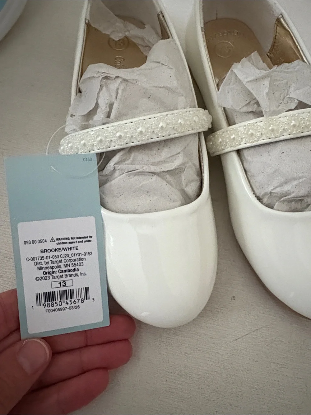 Cat & Jack White Glitter Strap Mary Jane Flats